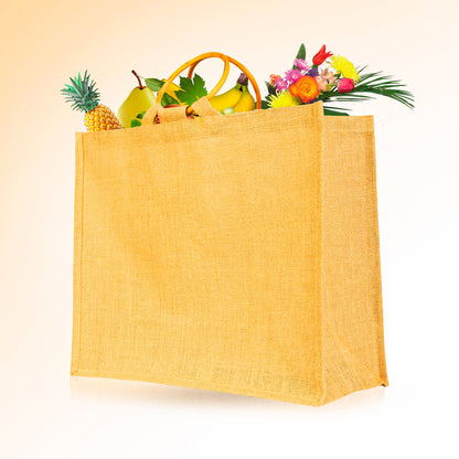 Reusable Jute Tote Bags with Cane Handles – Wholesale Durable Totes for Shopping, Groceries (Set of 8)
