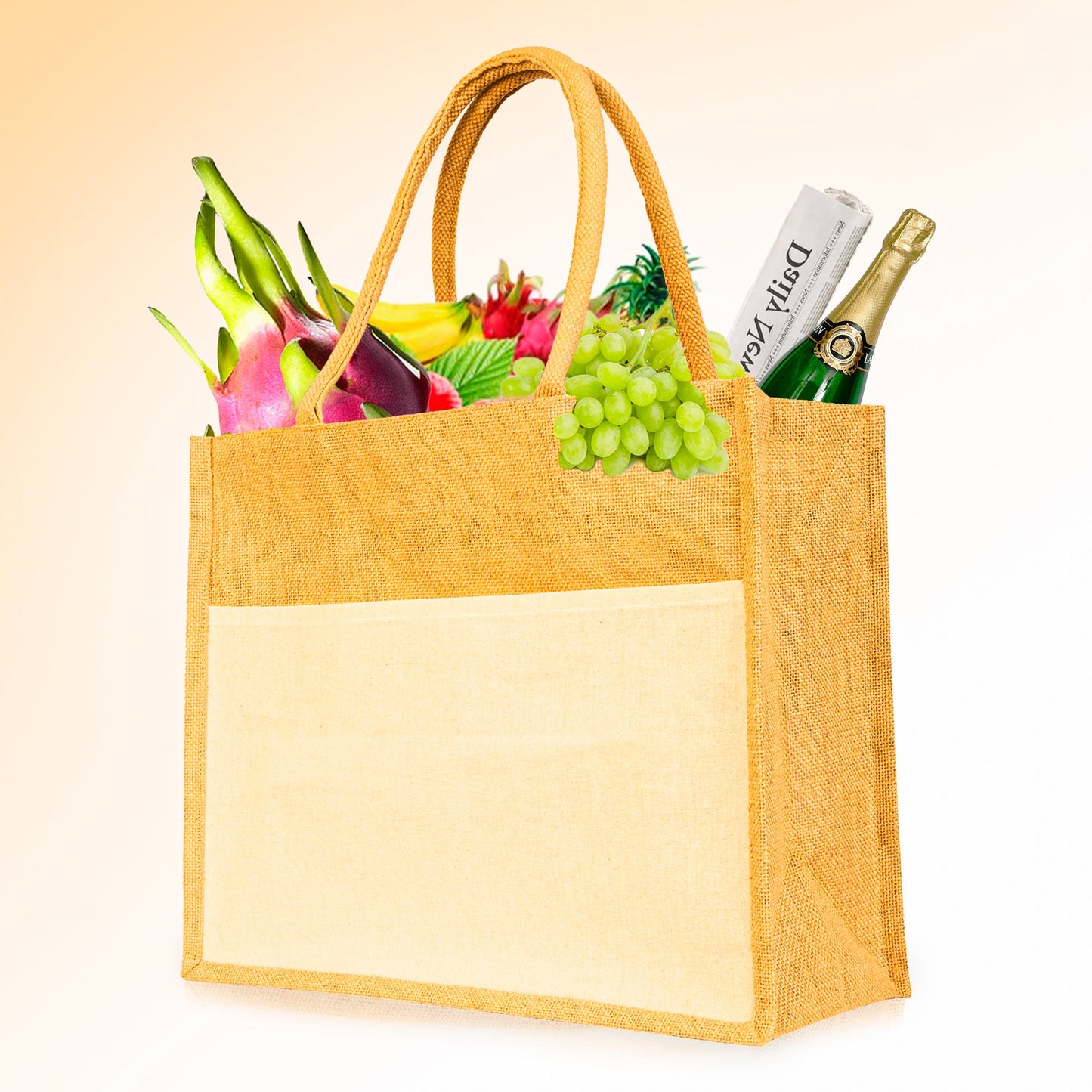 Reusable Jute Tote Bags – Wholesale Totes Bag for Shopping, Beach, Gifts, DIY Crafts, Travel & Wedding (Packs of 12)