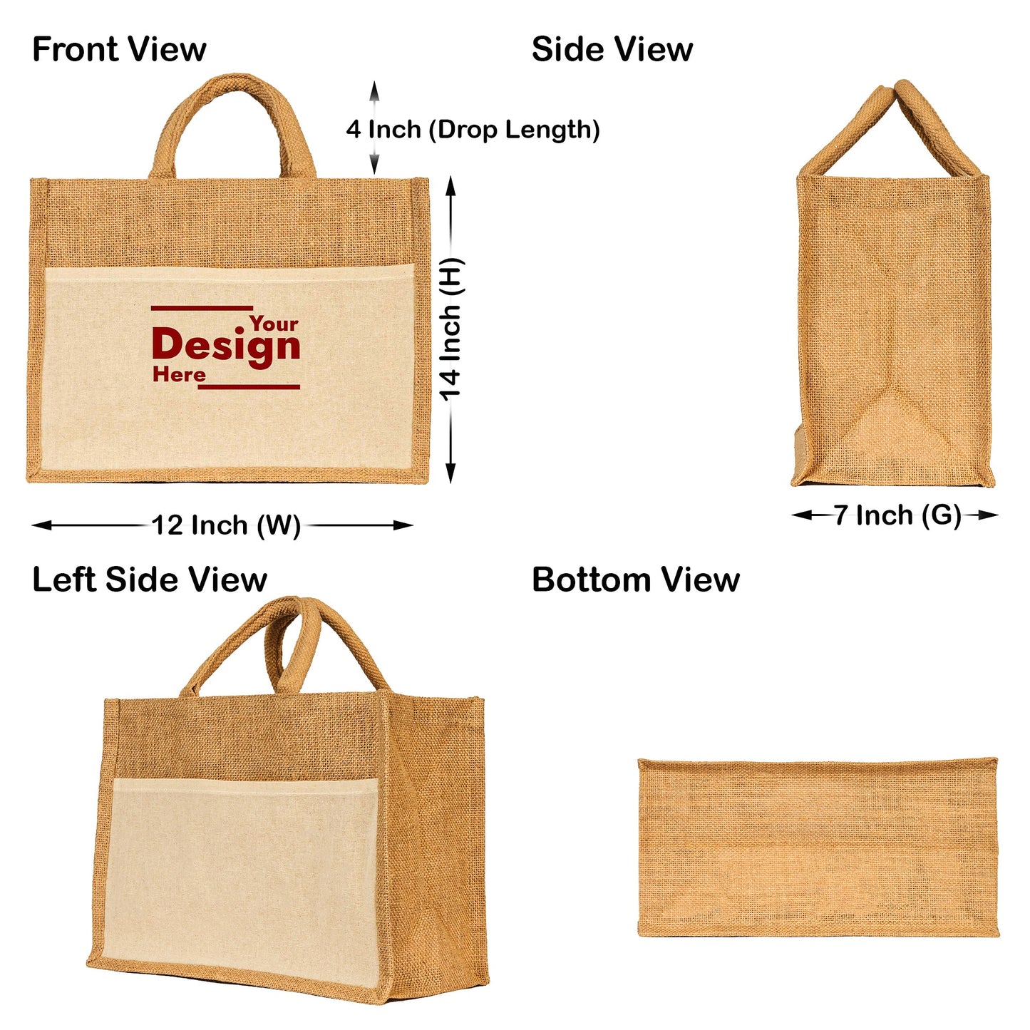 Wholesale Jute Tote Bags, Reusable Burlap Shopping & Beach Bags, DIY Craft Bags for Gifts, Travel, Wedding (Packs of 12)