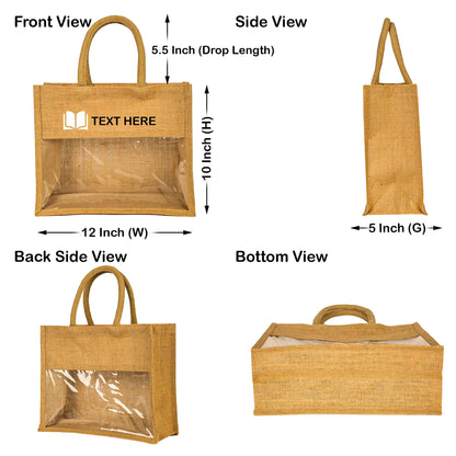 Wholesale Jute Tote Bags with PVC – Gifts for Events, Weddings, New Year, Christmas, Promotional (Set of 12)