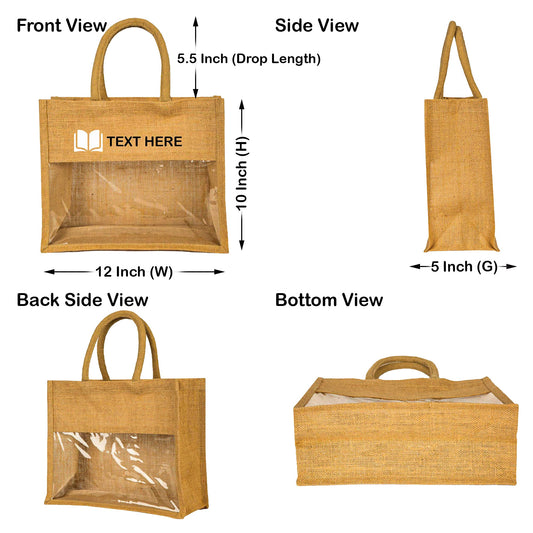 Wholesale Jute Tote Bags with PVC – Gifts for Events, Weddings, New Year, Christmas, Promotional (Set of 12)