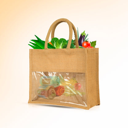 Wholesale Jute Tote Bags with PVC – Gifts for Events, Weddings, New Year, Christmas, Promotional (Set of 12)