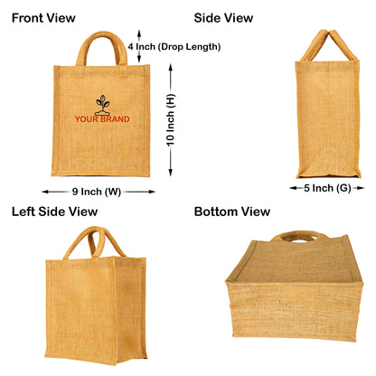 Jute Tote Bags with Tube Handles – Reusable Wholesale Blank Burlap Gift Bags for Shopping, Weddings & Beach Trips (Packs of 8)