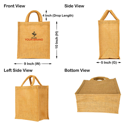 Jute Tote Bags with Tube Handles – Reusable Wholesale Blank Burlap Gift Bags for Shopping, Weddings & Beach Trips (Packs of 8)