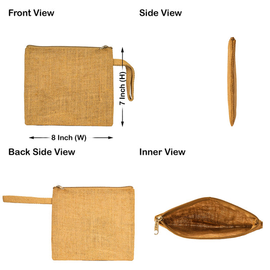 Wholesale Jute Small Travel Pouch Zipper DIY Craft Pouches Pencil Case for Makeup Cosmetic Toiletry Stationary Storage (Set of 8)