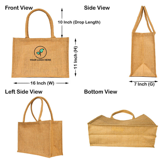 Natural Jute Burlap Tote Shopping Bags in Wholesale– Perfect for Promotional, DIY, Weddings, Beach, and Groceries (Packs of 12)