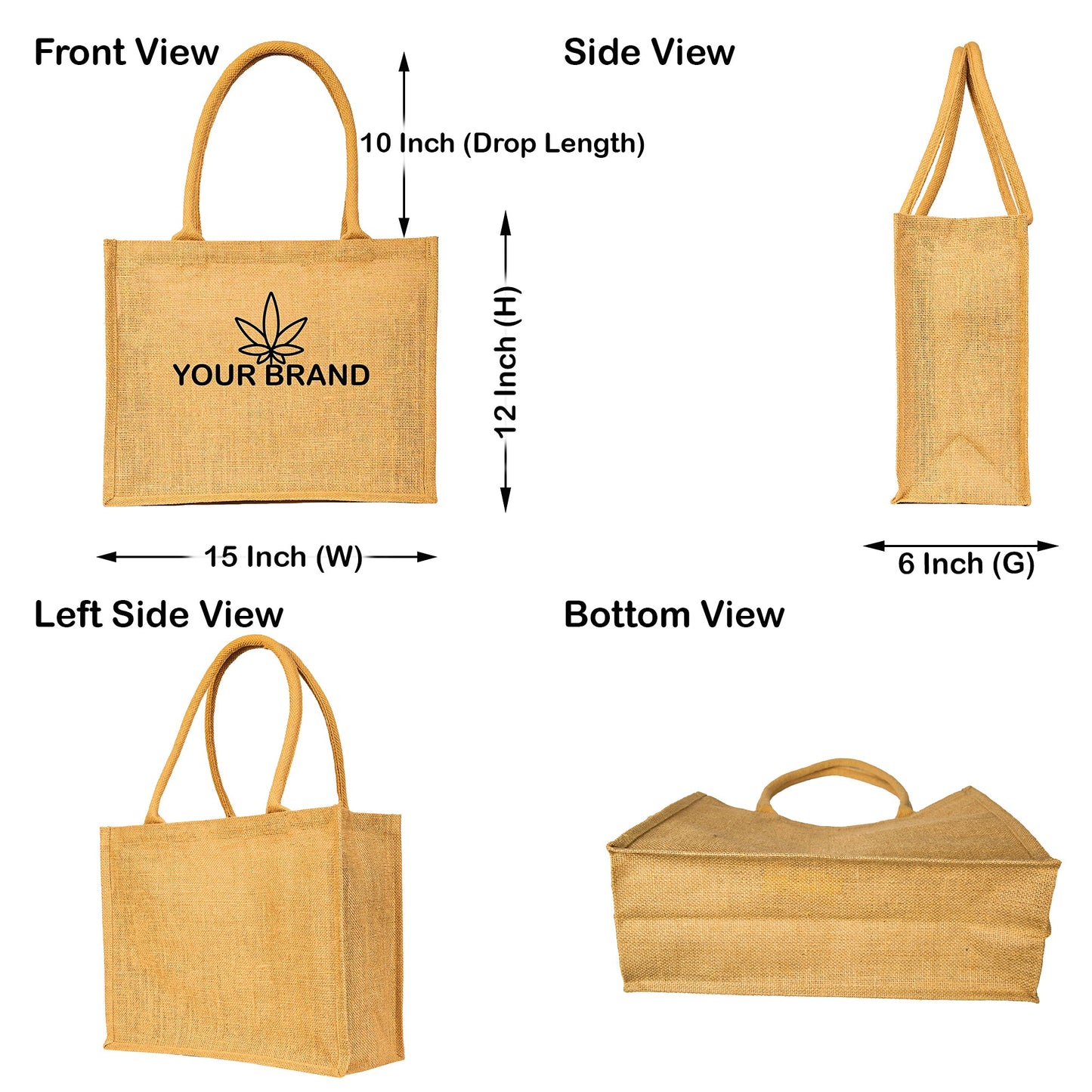 Jute Tote Bags – Wholesale Sturdy Reusable Burlap Totes for Shopping, Travel, Holidays, Weddings & Daily Use (Set of 12)