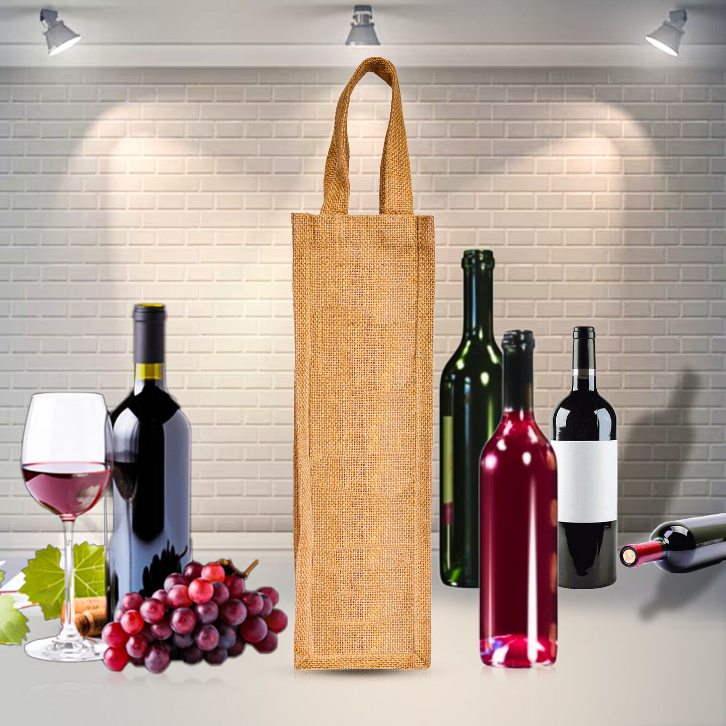 Wholesale Natural Burlap Jute Wine Tote Bags – Reusable Gift Bags for Celebrations & Events (Pack of 12)
