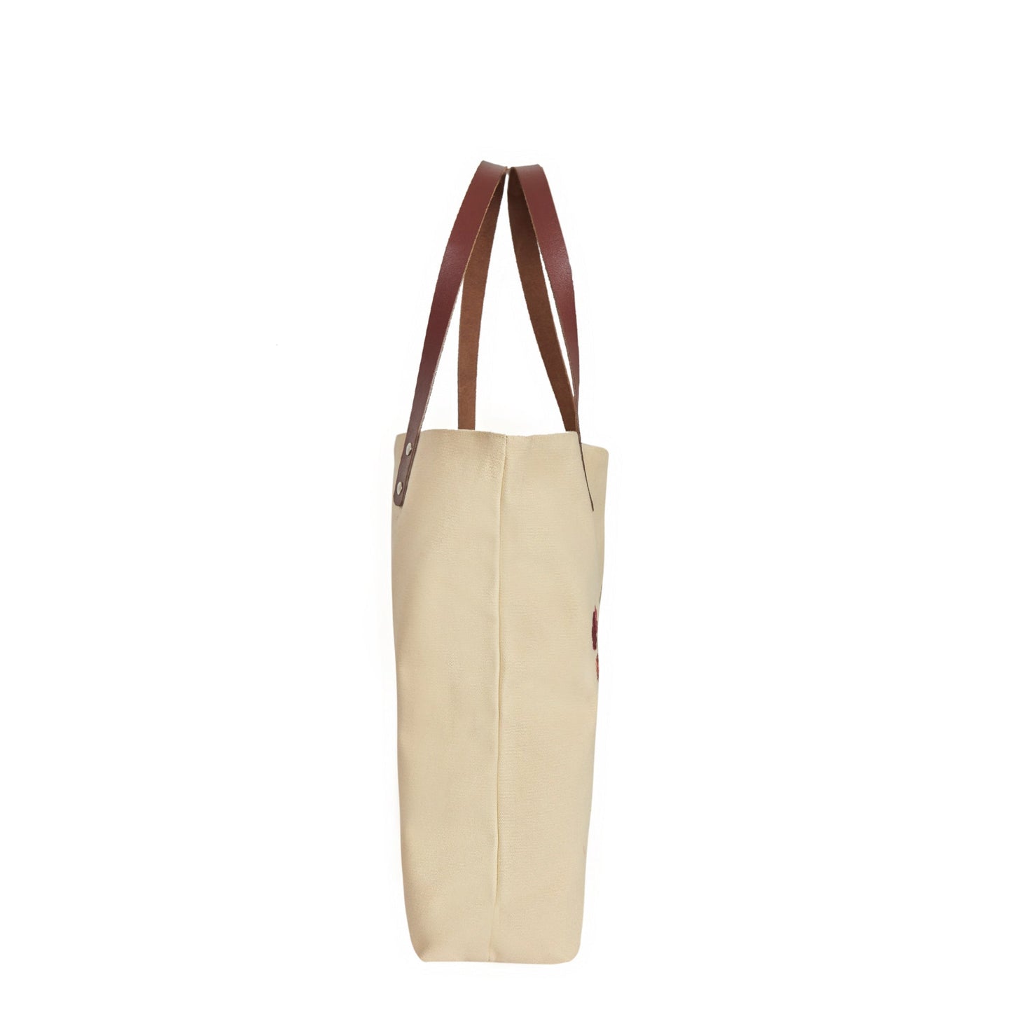 Wholesale Colorful Floral Embroidered Canvas Tote with Leather