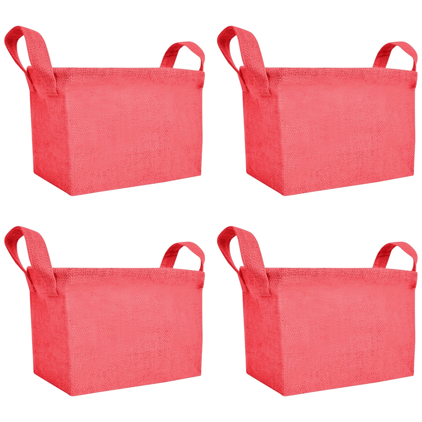 Wholesale Coloured Burlap Reusable Jute Laundry Basket  (Packs of 4)