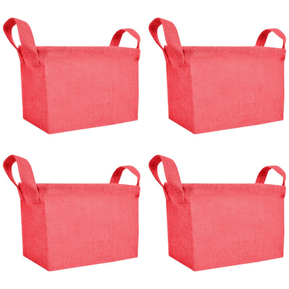 Wholesale Coloured Burlap Reusable Jute Laundry Basket  (Packs of 4)