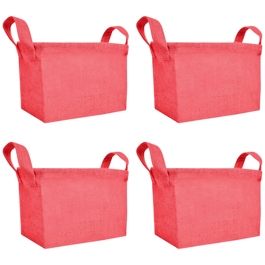 Wholesale Coloured Burlap Reusable Jute Laundry Basket  (Packs of 4)