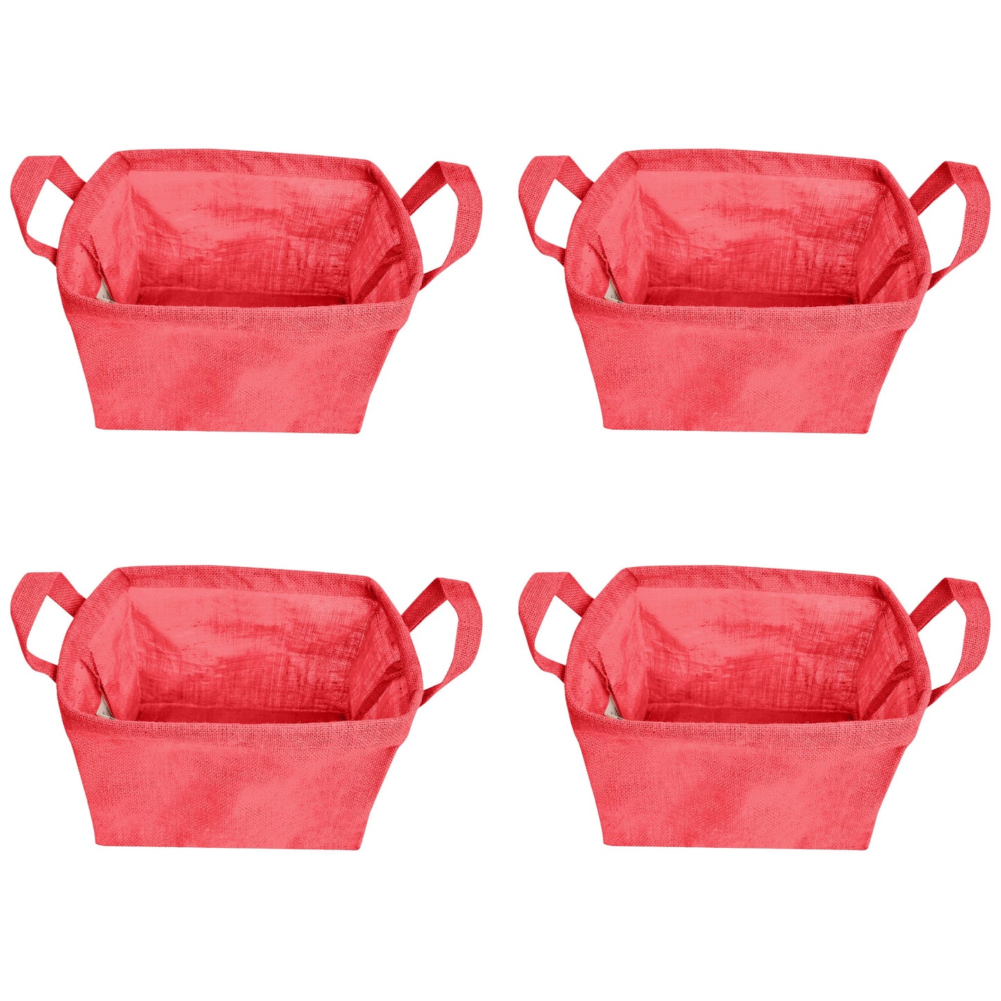 Wholesale Coloured Burlap  Reusable Jute Storage Basket  (Packs of 4)