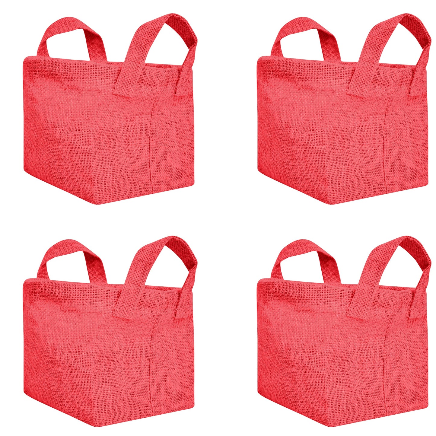 Wholesale Coloured Rectangular Burlap Jute Storage Basket (Packs of 4)