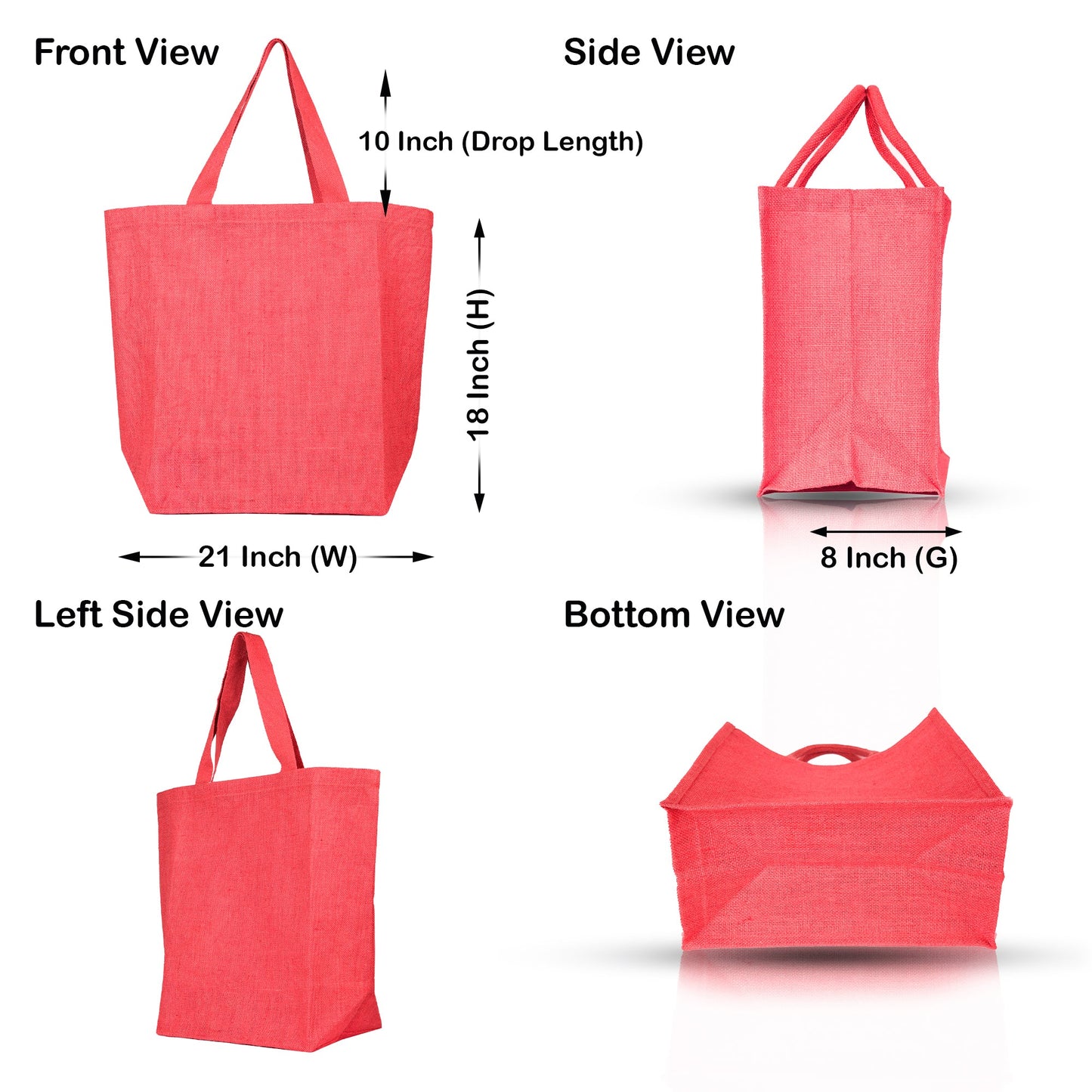 Wholesale Jute Tote Shoulder Bags – Shopping, Weddings, Promotional, Travel & DIY Gift Bags (Packs of 4)