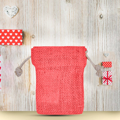 Wholesale Coloured Burlap Drawstring Jute Gift Bags for Party  (8 PCS)