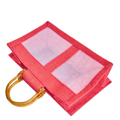 Wholesale Eco-Friendly Coloured Burlap Jute Gift Bags with Organza  (Packs of 7)