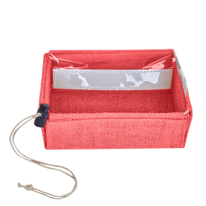 Wholesale Eco-Friendly Coloured Burlap Jute Gift Boxes with PVC Window for Events(Packs of 7)