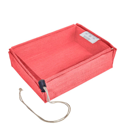 Wholesale Reusable Coloured Burlap Jute Gift Boxes with PVC Window forParty gift (Packs of 7)
