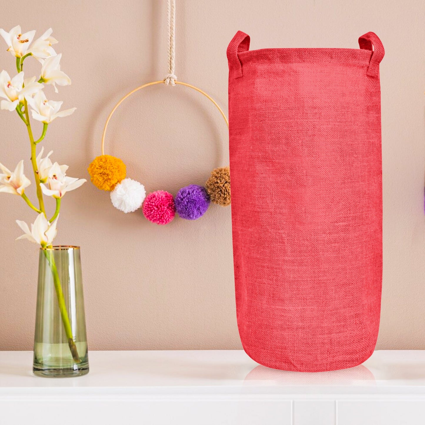 Wholesale Coloured Jute Burlap Laundry Storage Basket  (Set of 4)