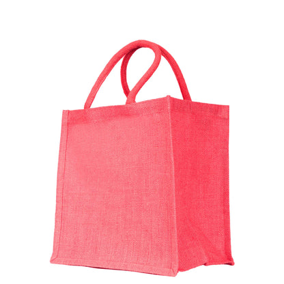 Wholesale Jute Promotional Shopping Bags – Red, Pink, Green & Orange for Gifts, Promotions & More (Packs of 4)