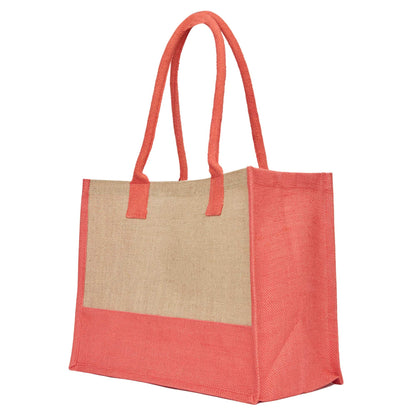 Jute Tote Bags for Wholesale – Red, Pink, Green & Orange – Burlap Bags for Shopping, Gifting & Everyday Use (Set of 4)