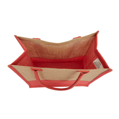 Jute Tote Bags for Wholesale – Red, Pink, Green & Orange – Burlap Bags for Shopping, Gifting & Everyday Use (Set of 4)