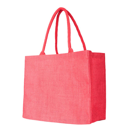 Wholesale Stylish Jute & Burlap Shopping Bags in Red, Pink, Green & Orange – Ideal for Gifting, Weddings & More (Pack of 4)