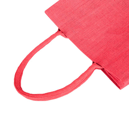 Wholesale Stylish Jute & Burlap Shopping Bags in Red, Pink, Green & Orange – Ideal for Gifting, Weddings & More (Pack of 4)