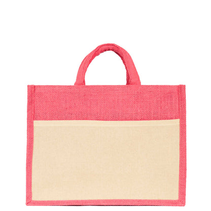 Jute Shopping Bags in Red, Green, Orange & Pink – Wholesale Burlap Totes for Weddings, Holidays & Daily Use (Set of 4)