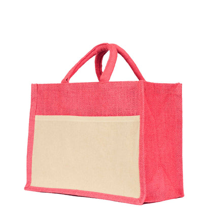 Jute Shopping Bags in Red, Green, Orange & Pink – Wholesale Burlap Totes for Weddings, Holidays & Daily Use (Set of 4)
