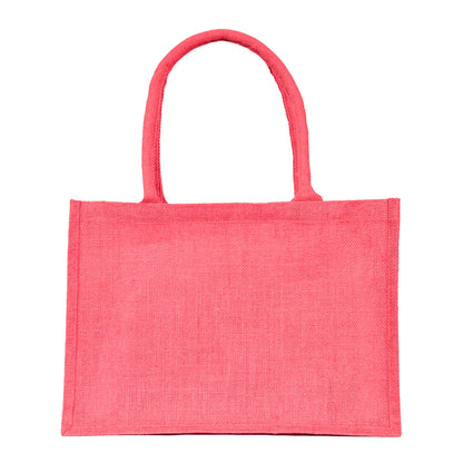 Jute Wholesale Tote Bags – Ideal for Christmas Gifts, Weddings & Shopping – Deep Red, Pink, Green & Orange (Set of 4)