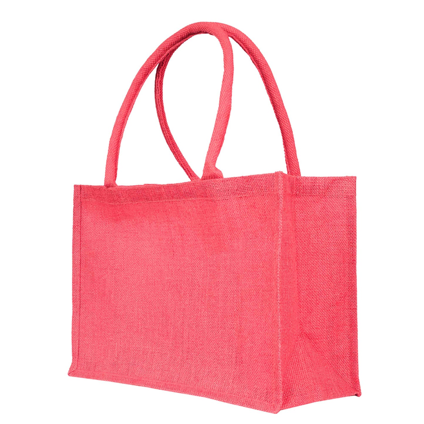 Jute Wholesale Tote Bags – Ideal for Christmas Gifts, Weddings & Shopping – Deep Red, Pink, Green & Orange (Set of 4)