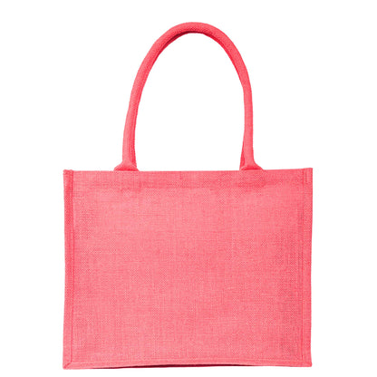 Jute Tote Bags for Wholesale – Shopping, Gifting, Weddings, Travel & Promotional Use – Deep Red, Pink, Green & Orange (Set of 4)