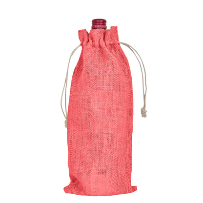 Wholesale Coloured Jute Wine Bottle Gift Pouches – Drawstring Burlap Bags for Gifting & Events (Set of 7)