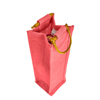 Wholesale Coloured Jute Wine Bottle Bags with Cane Handles – For Events & Gifting (Pack of 7)