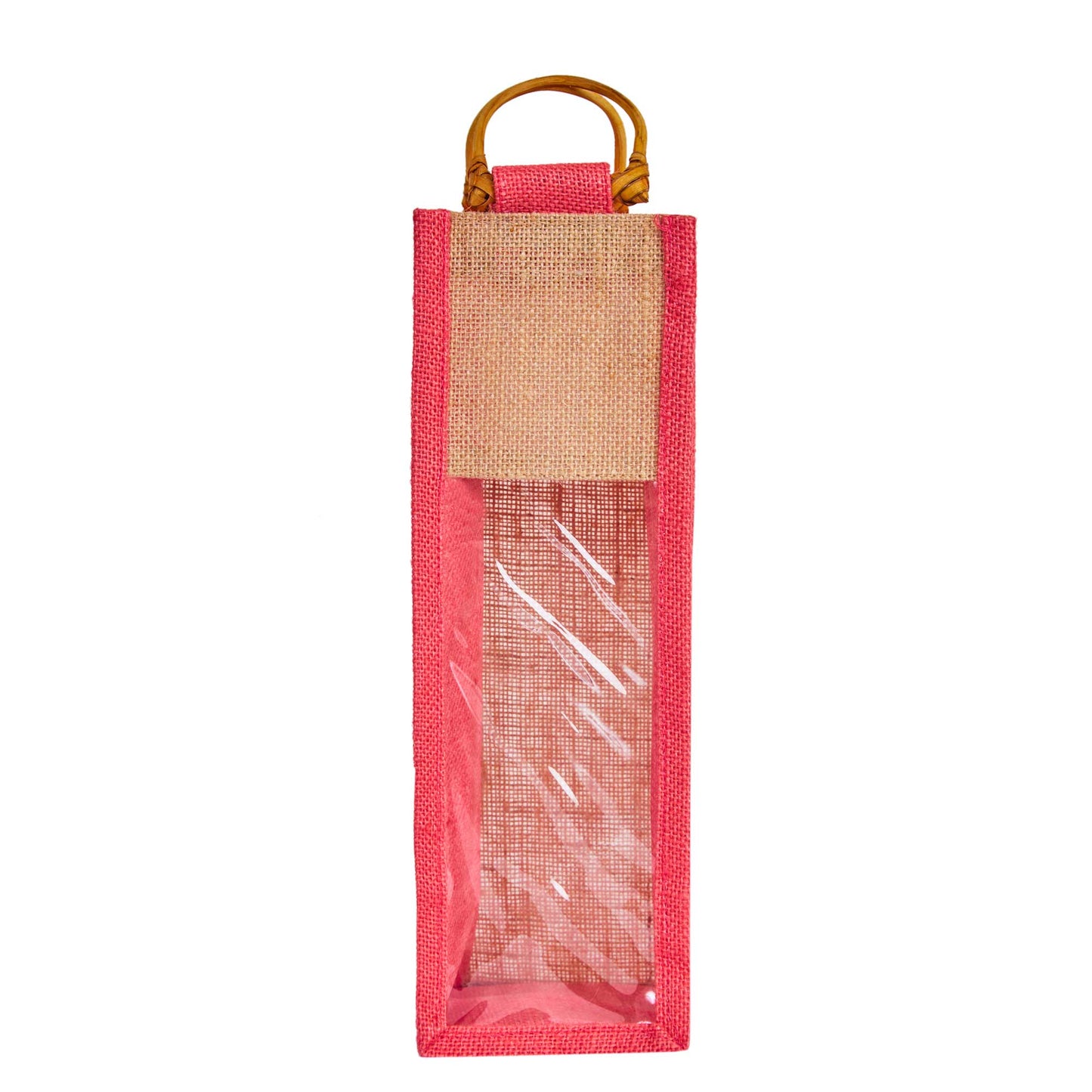 Jute Wine Gift Bags with PVC Window – Wholesale Single Bottle Carriers for Weddings & Events (Pack of 6)