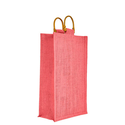 Coloured Jute Wine Burlap Gift Bags – Reusable 2-Bottle Wholesale Tote Bags, Gifting, Weddings, Parties & Holidays (Packs of 6)