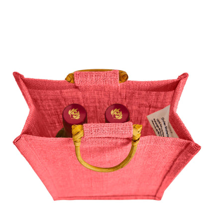 Coloured Jute Wine Burlap Gift Bags – Reusable 2-Bottle Wholesale Tote Bags, Gifting, Weddings, Parties & Holidays (Packs of 6)