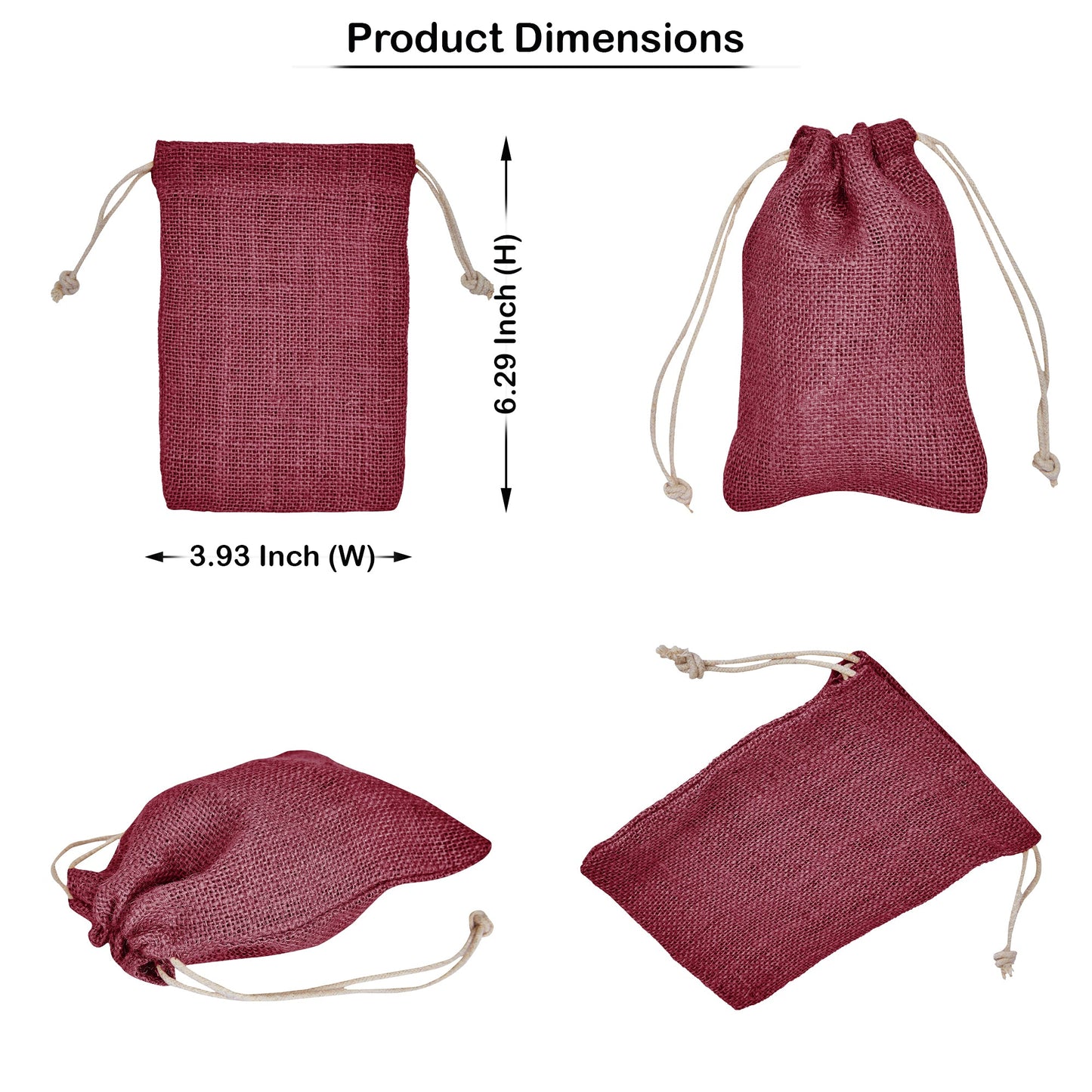 Wholesale Coloured Jute Drawstring Gift Bags for Weddings, Events (8 PCS)