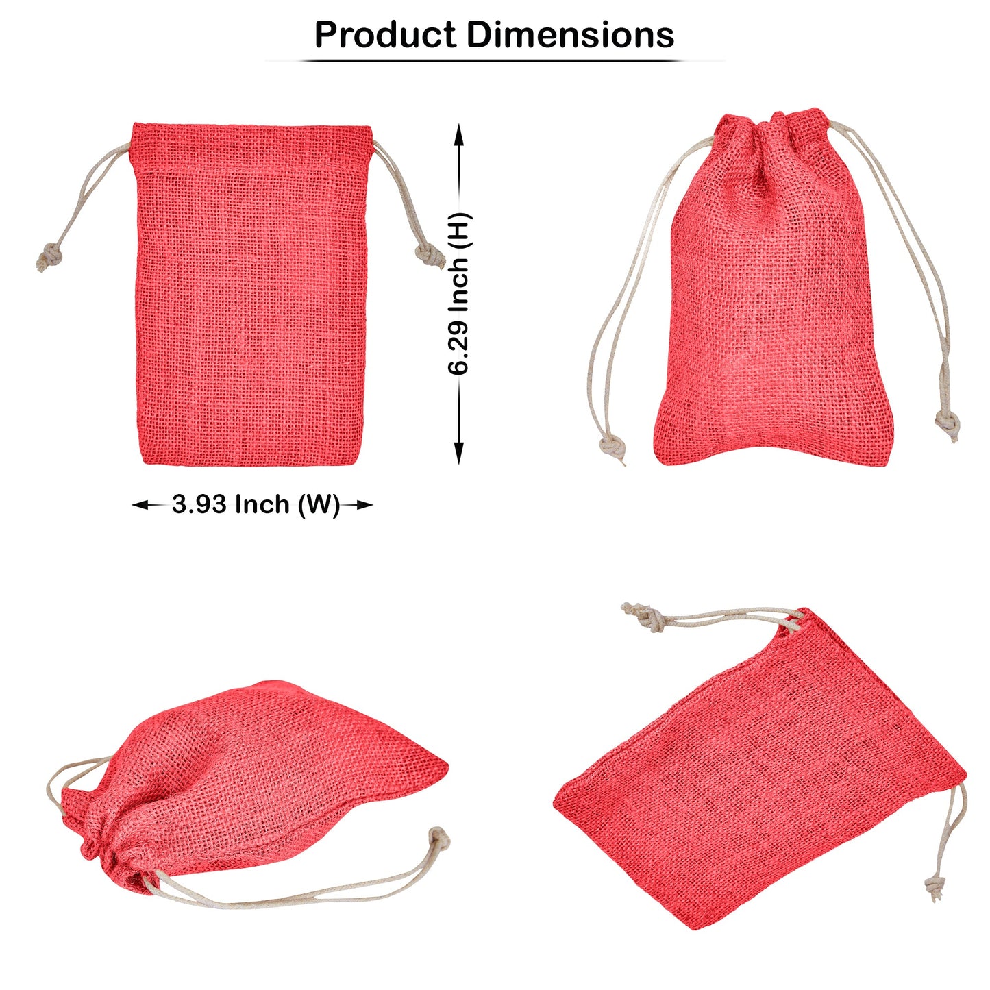 Wholesale Coloured Jute Drawstring Gift Bags for Weddings, Events (8 PCS)