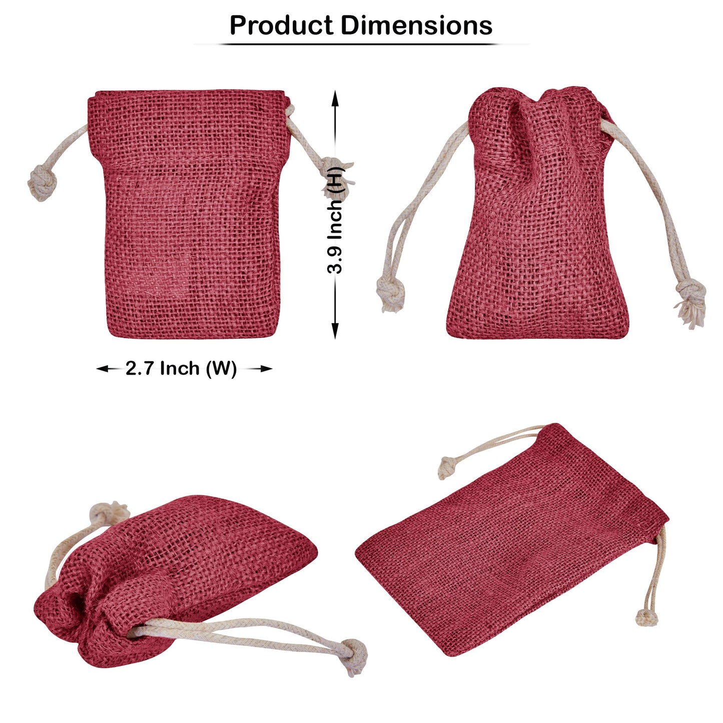 Wholesale Coloured Burlap Drawstring Jute Gift Bags for Party  (8 PCS)