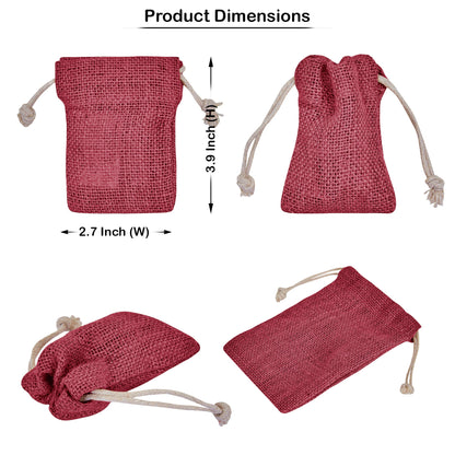 Wholesale Coloured Burlap Drawstring Jute Gift Bags for Party  (8 PCS)