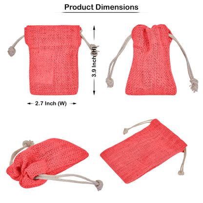 Wholesale Coloured Burlap Drawstring Jute Gift Bags for Party  (8 PCS)