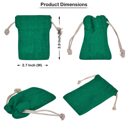 Wholesale Coloured Burlap Drawstring Jute Gift Bags for Party  (8 PCS)