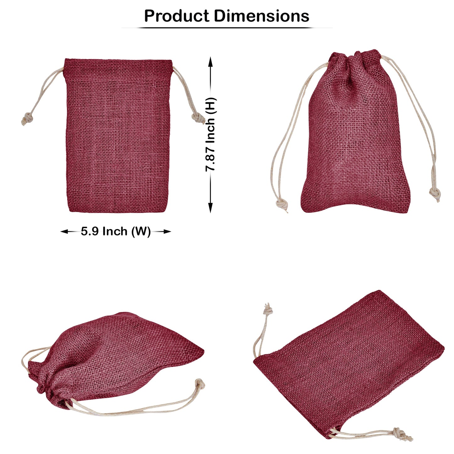 Wholesale Coloured Burlap Drawstring Jute Gift Bags for Party Favours (8 PCS)