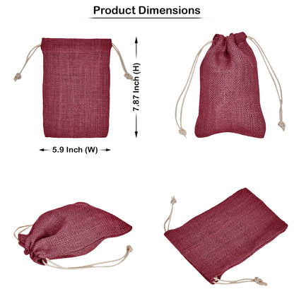 Wholesale Coloured Burlap Drawstring Jute Gift Bags for Party Favours (8 PCS)