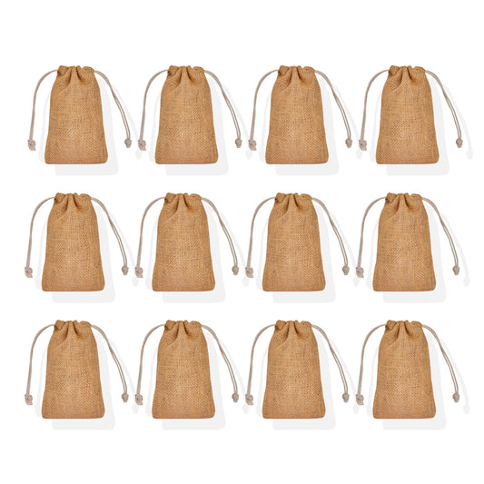 Wholesale Natural Burlap Jute Gift Bags drawstring for Events (12 PCS)