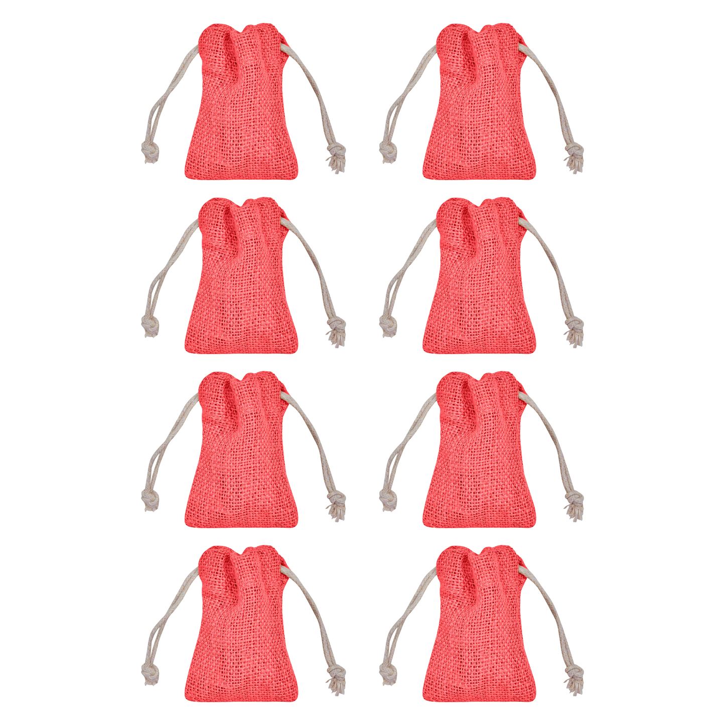 Wholesale Coloured Burlap Drawstring Jute Gift Bags for Party  (8 PCS)