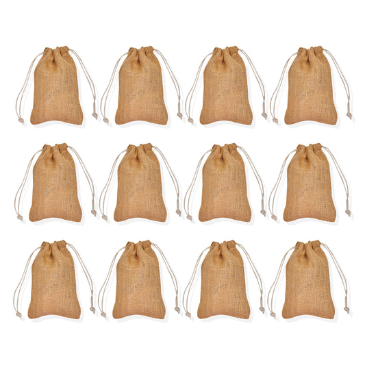 Wholesale Natural Burlap Drawstring Gift Bags for Event Gifts & Party Favours (12 PCS)